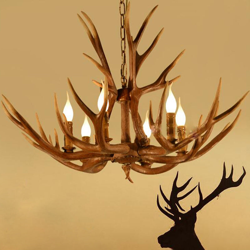 Adèle Rustic Deer Antler Candelabra Chandelier 6-Light Pendant