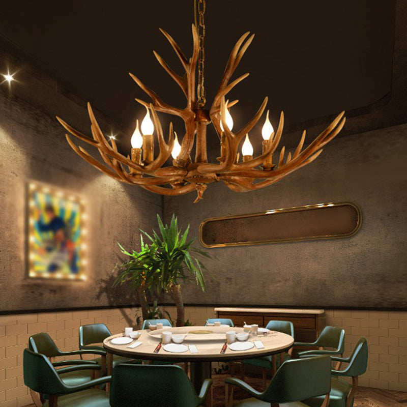Adèle Rustic Deer Antler Candelabra Chandelier 6-Light Pendant