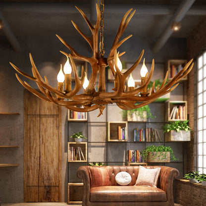 Adèle Rustic Deer Antler Candelabra Chandelier 6-Light Pendant