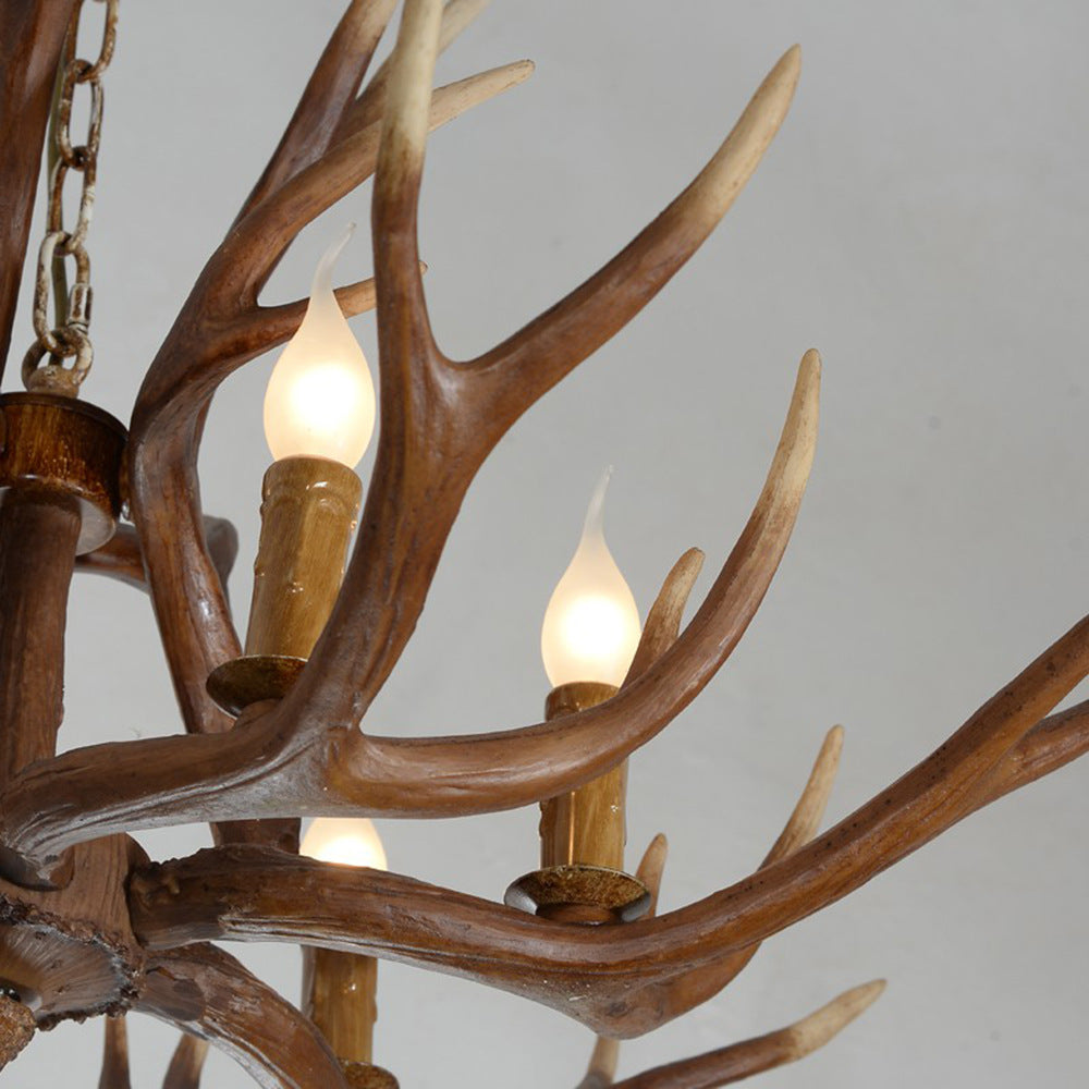 Adèle Rustic Deer Antler Candelabra Chandelier 6-Light Pendant