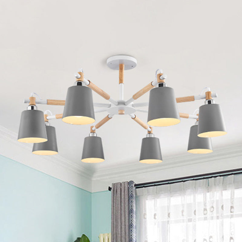 Lucienne Wood Accent Sputnik Chandelier Modern Pendant Light