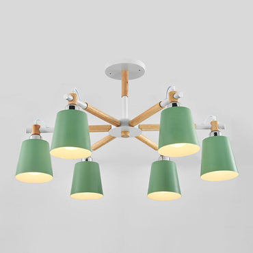 Lucienne Wood Accent Sputnik Chandelier Modern Pendant Light