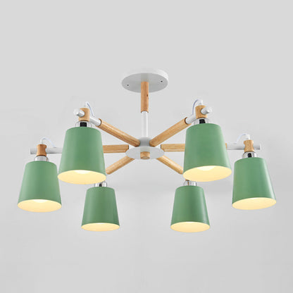 Lucienne Wood Accent Sputnik Chandelier Modern Pendant Light
