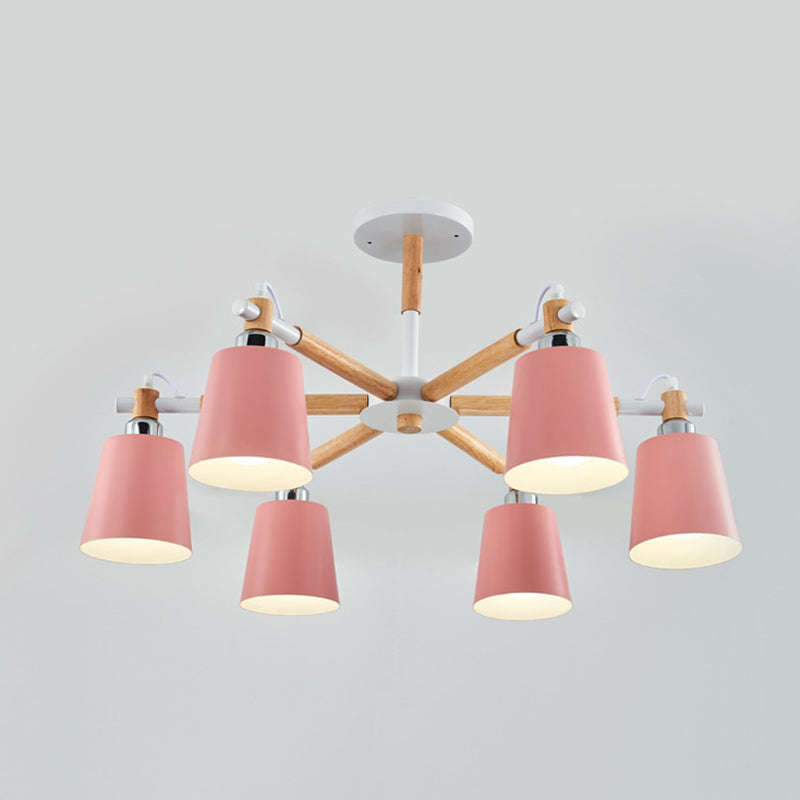 Lucienne Wood Accent Sputnik Chandelier Modern Pendant Light