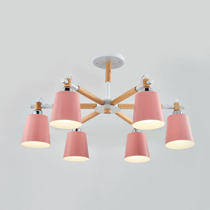 Lucienne Wood Accent Sputnik Chandelier Modern Pendant Light