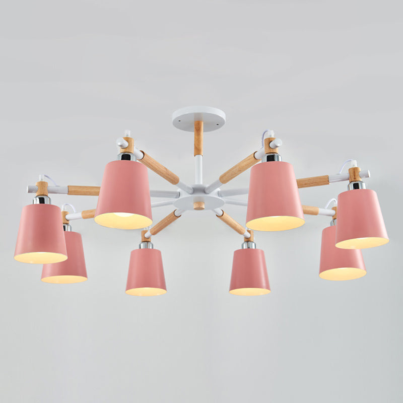 Lucienne Wood Accent Sputnik Chandelier Modern Pendant Light