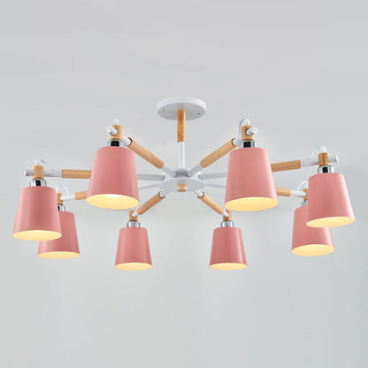 Lucienne Wood Accent Sputnik Chandelier Modern Pendant Light