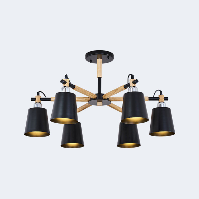 Lucienne Wood Accent Sputnik Chandelier Modern Pendant Light