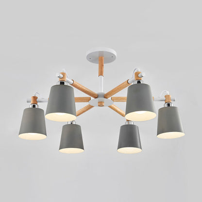 Lucienne Wood Accent Sputnik Chandelier Modern Pendant Light