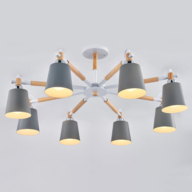 Lucienne Wood Accent Sputnik Chandelier Modern Pendant Light