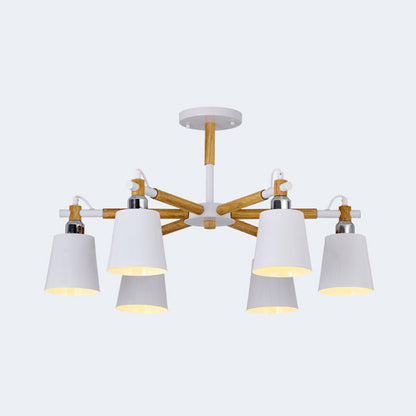 Lucienne Wood Accent Sputnik Chandelier Modern Pendant Light