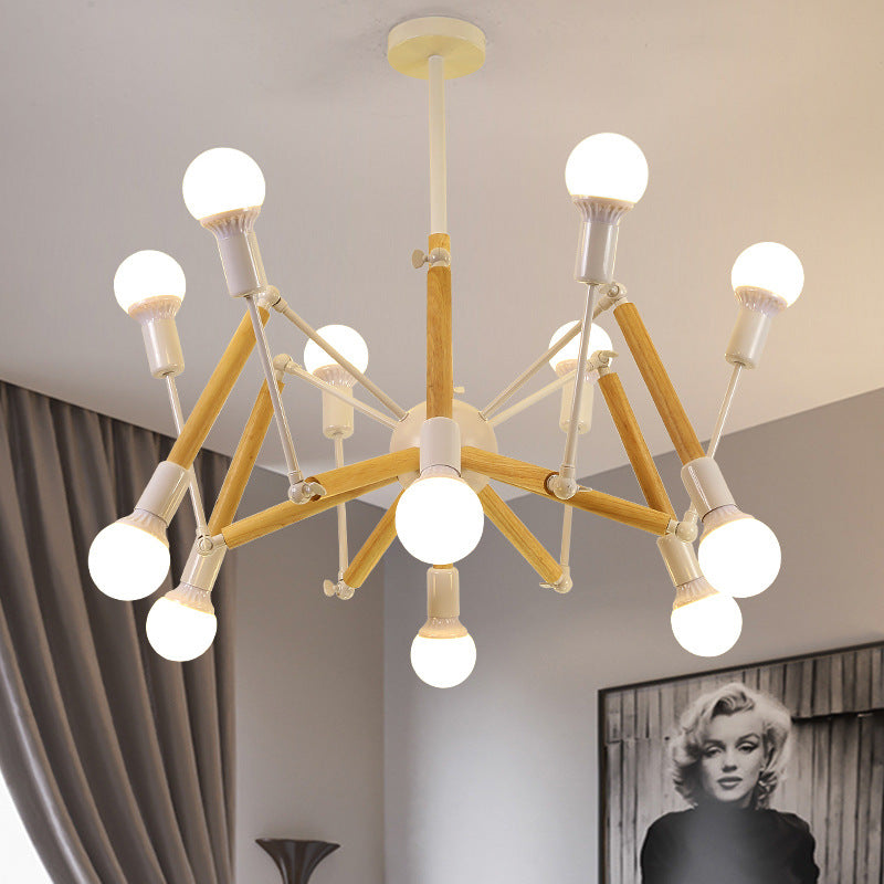 Solène Wooden Spider Chandelier Modern Adjustable Pendant