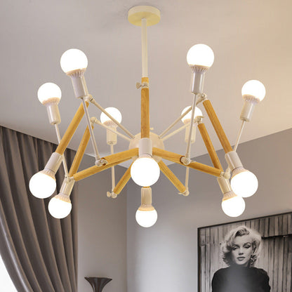 Solène Wooden Spider Chandelier Modern Adjustable Pendant