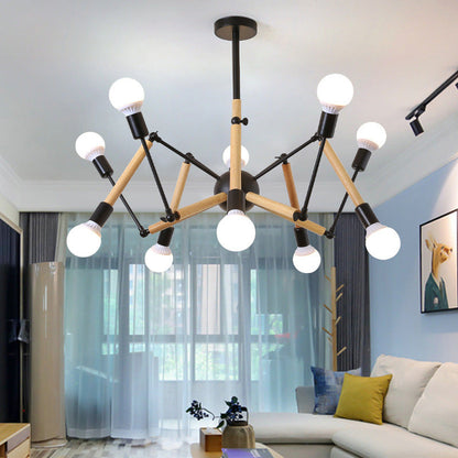 Solène Wooden Spider Chandelier Modern Adjustable Pendant