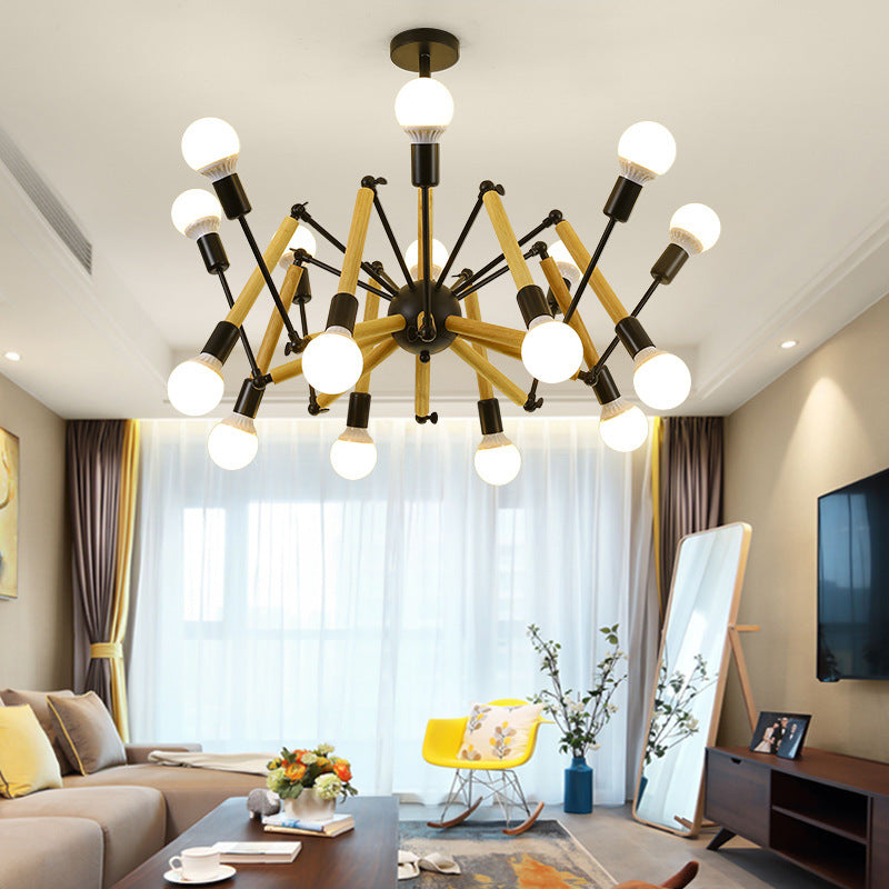 Solène Wooden Spider Chandelier Modern Adjustable Pendant