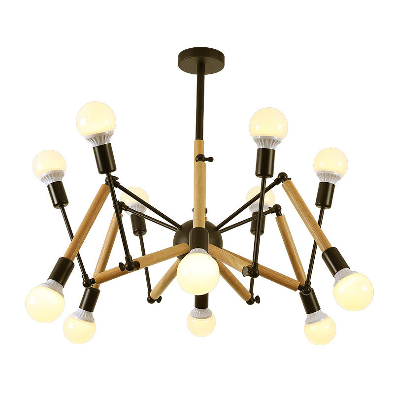 Solène Wooden Spider Chandelier Modern Adjustable Pendant