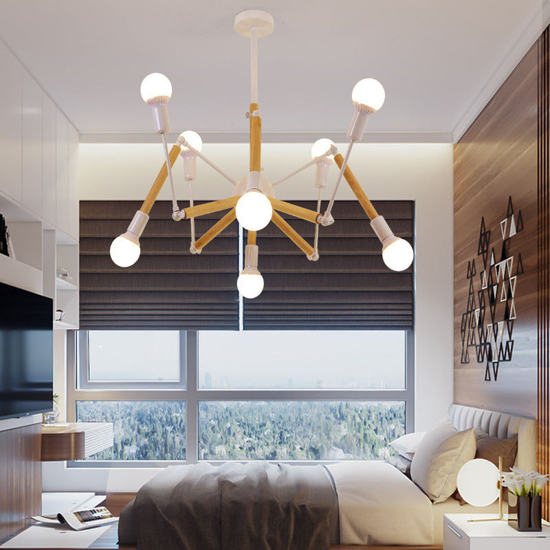 Solène Wooden Spider Chandelier Modern Adjustable Pendant