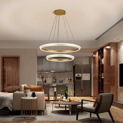 Geneviève Tiered Ring LED Chandelier Gold Modern Pendant