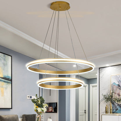 Geneviève Tiered Ring LED Chandelier Gold Modern Pendant