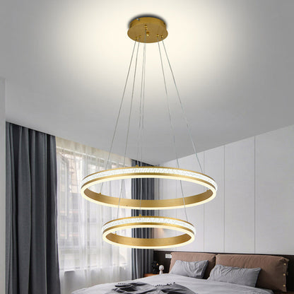 Geneviève Tiered Ring LED Chandelier Gold Modern Pendant