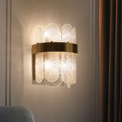 Chloé Golden Hammered Glass 4-Light Wall Sconce