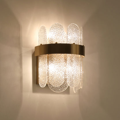 Chloé Golden Hammered Glass 4-Light Wall Sconce