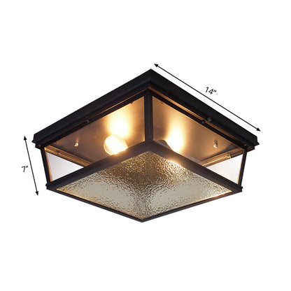 Lucienne Industrial Square Frosted Glass Flush Ceiling Light