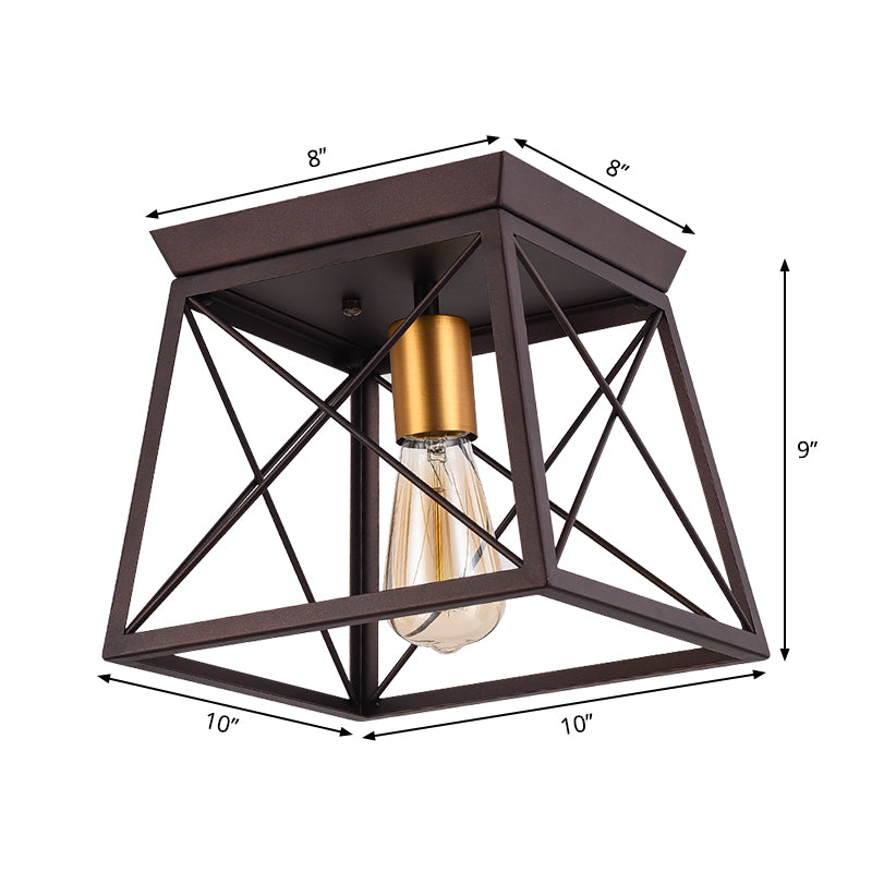 Gabrielle Industrial Square Frame Metal Flush Ceiling Light