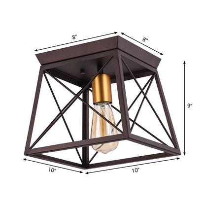 Gabrielle Industrial Square Frame Metal Flush Ceiling Light