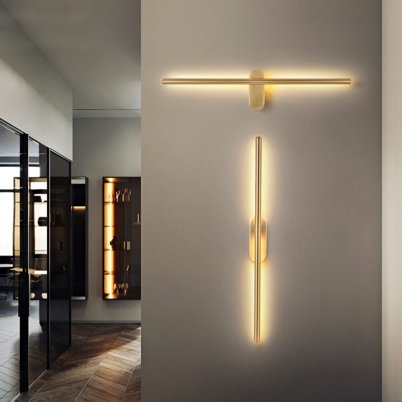 Camille Linear Metal Wall Sconce in Black and Brass