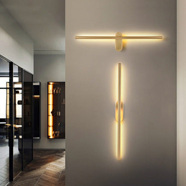 Camille Linear Metal Wall Sconce in Black and Brass