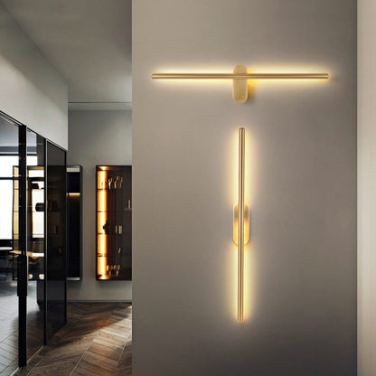 Camille Linear Metal Wall Sconce in Black and Brass