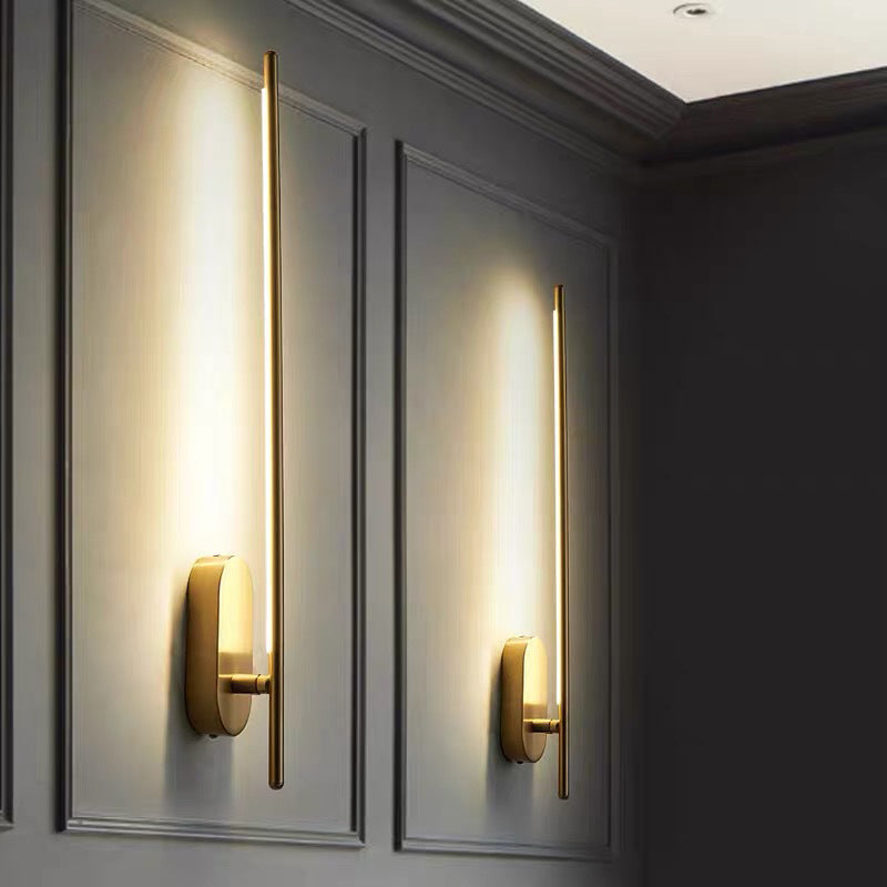 Camille Linear Metal Wall Sconce in Black and Brass