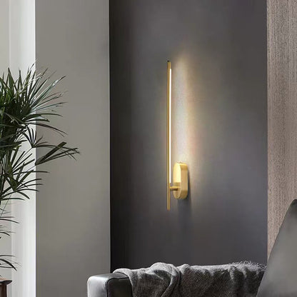 Camille Linear Metal Wall Sconce in Black and Brass