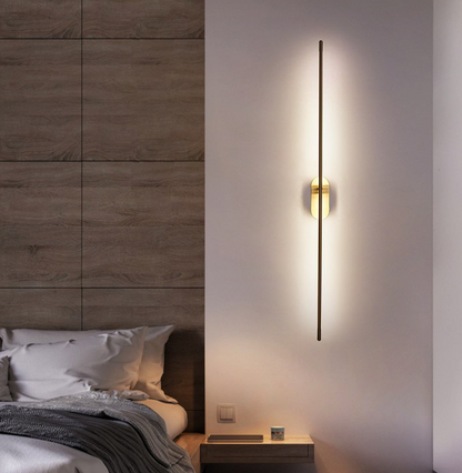 Camille Linear Metal Wall Sconce in Black and Brass