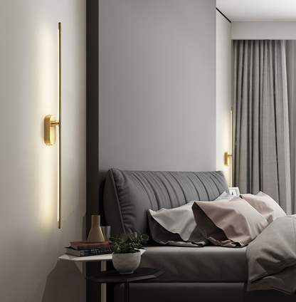 Camille Linear Metal Wall Sconce in Black and Brass