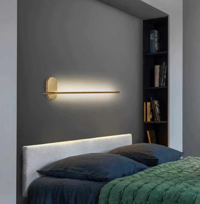 Camille Linear Metal Wall Sconce in Black and Brass