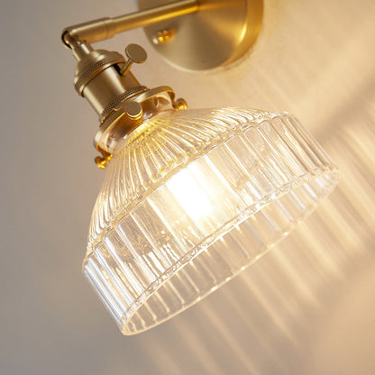 Clémence Industrial Ribbed Glass Wall Sconce in Gold Finish