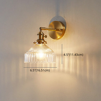 Clémence Industrial Ribbed Glass Wall Sconce in Gold Finish