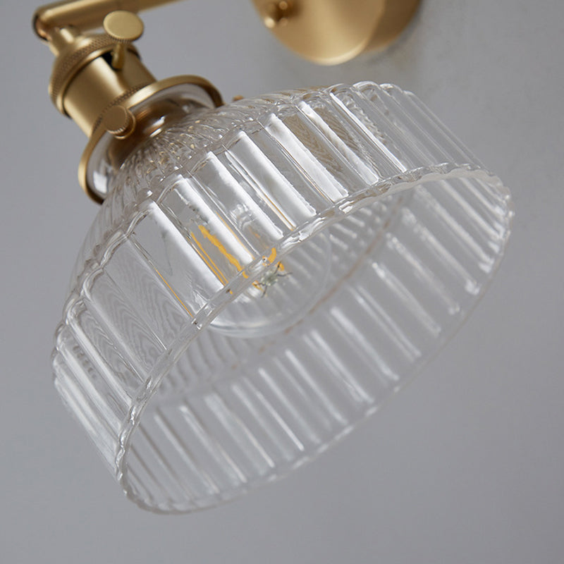Clémence Industrial Ribbed Glass Wall Sconce in Gold Finish