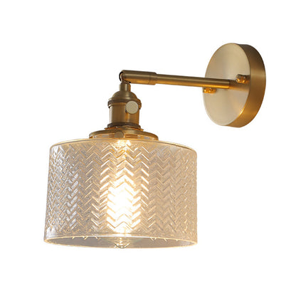 Camille Industrial Brass Adjustable Wall Sconce with Glass Shade