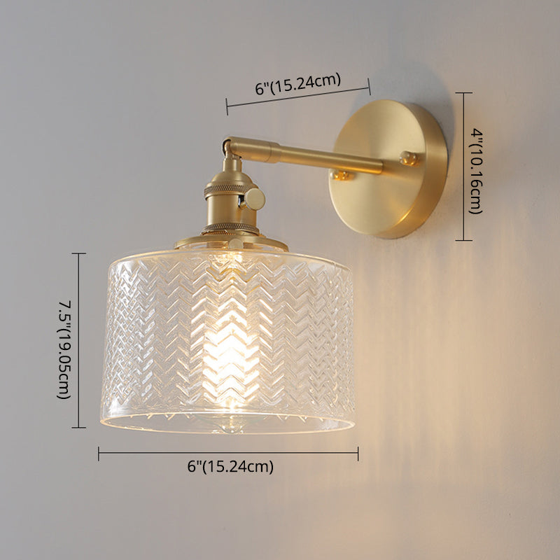 Camille Industrial Brass Adjustable Wall Sconce with Glass Shade