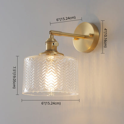 Camille Industrial Brass Adjustable Wall Sconce with Glass Shade