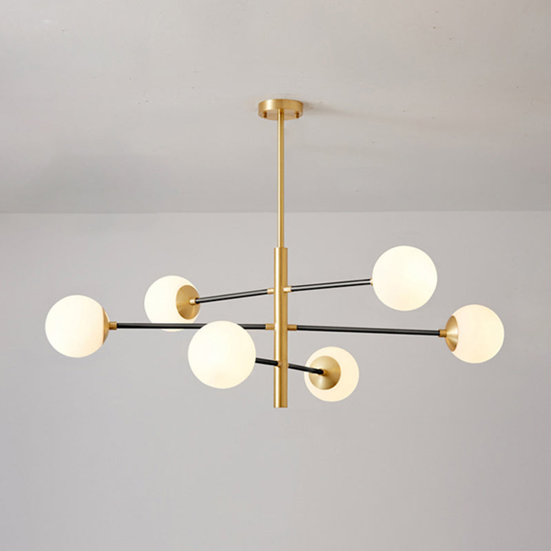 Gabrielle Post-Modern Gold & Black Glass Chandelier