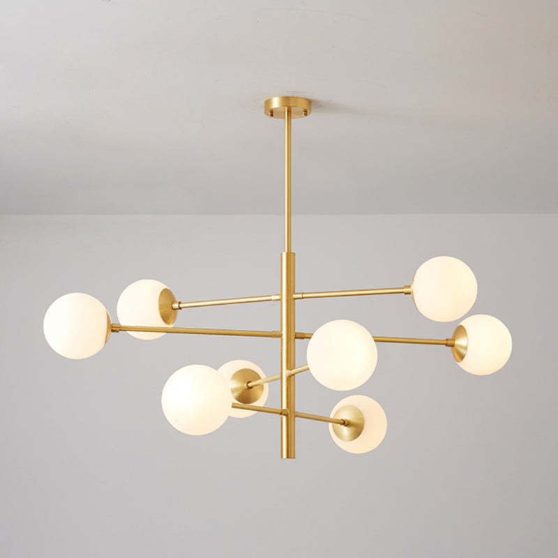 Gabrielle Post-Modern Gold & Black Glass Chandelier