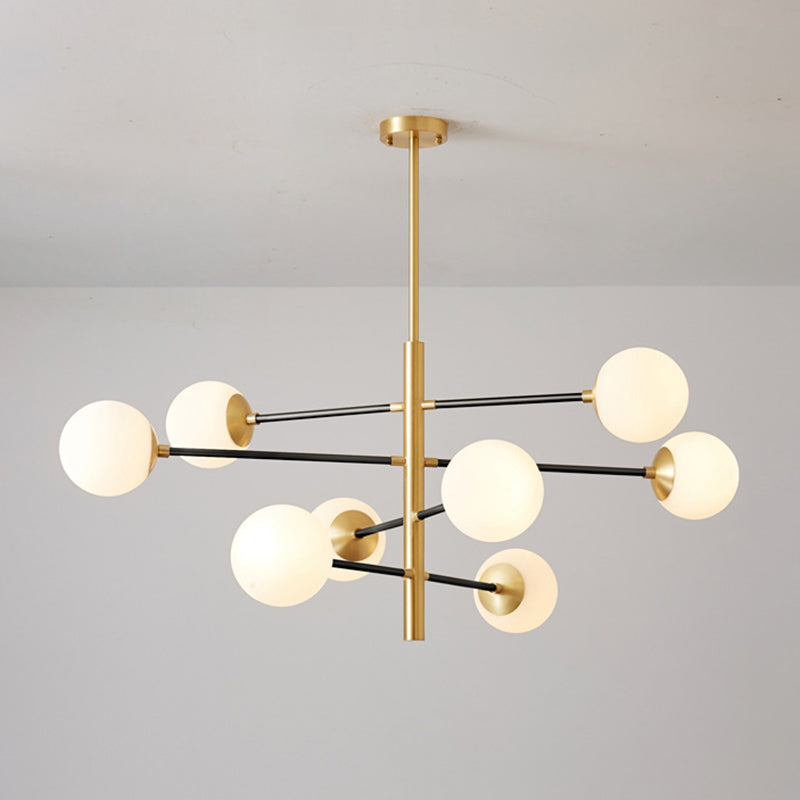 Gabrielle Post-Modern Gold & Black Glass Chandelier