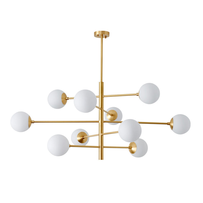 Gabrielle Post-Modern Gold & Black Glass Chandelier