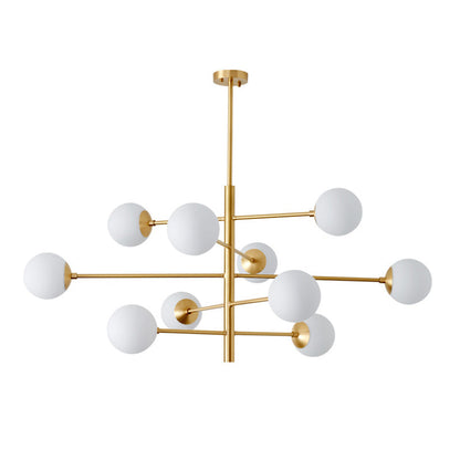 Gabrielle Post-Modern Gold & Black Glass Chandelier