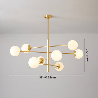 Gabrielle Post-Modern Gold & Black Glass Chandelier