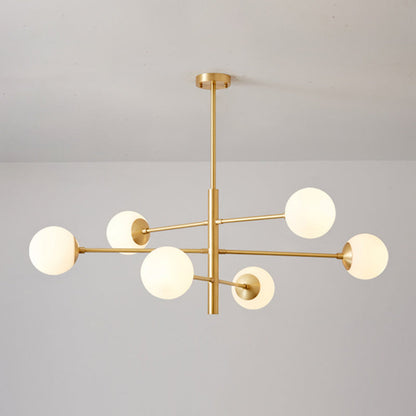 Gabrielle Post-Modern Gold & Black Glass Chandelier